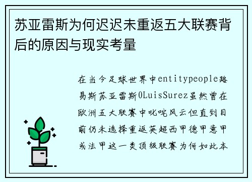 苏亚雷斯为何迟迟未重返五大联赛背后的原因与现实考量 苏亚雷斯为何迟迟未重返五大联赛背后的原因与现实考量