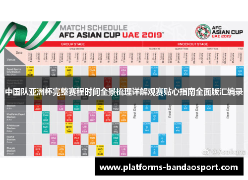 中国队亚洲杯完整赛程时间全景梳理详解观赛贴心指南全面版汇编录 中国队亚洲杯完整赛程时间全景梳理详解观赛贴心指南全面版汇编录